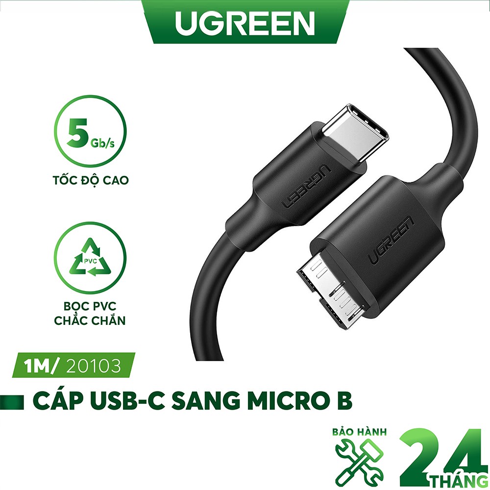 Cáp usb type c sang micro b dài 1m ugreen us312 20103 tốc độ truyền dữ liệu nhanh - hàng chính hãng