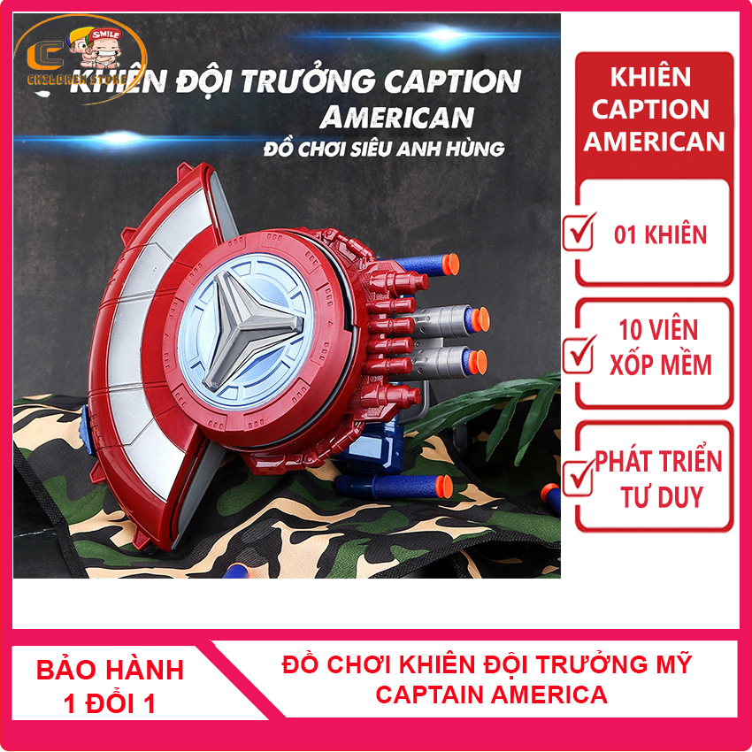 Đồ chơi khiên đội trưởng mỹ captain america Children Store Đồ chơi siêu anh hùng Marvel Avenger chuyển 2 chế độ tấn công phòng thủ bắn đan xốp khiên đội trưởng mỹ captain america
