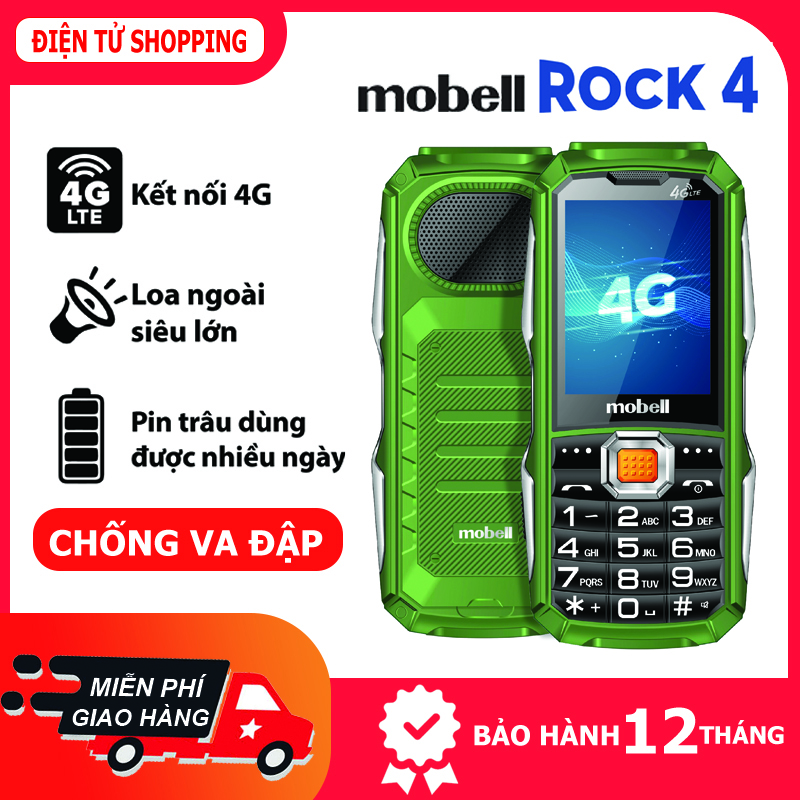 Điện thoại mobell rock4 loa to pin trâu 2 sim 4g chống va đập