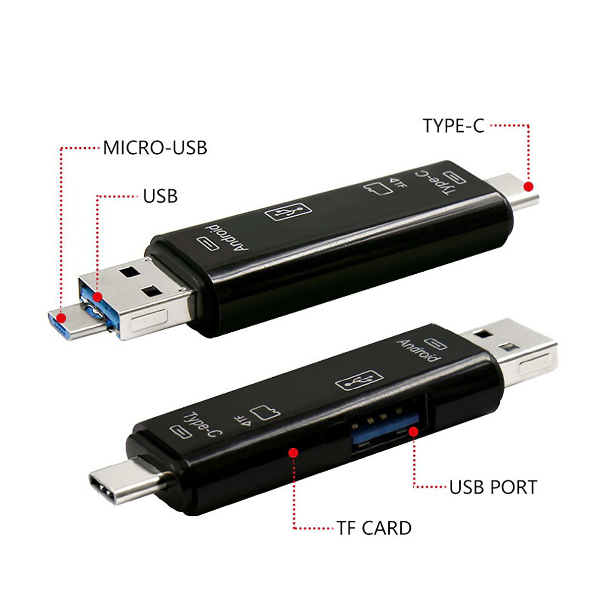 Đầu đọc thẻ - reader otg smart 3in1 usb/microusb/type-c