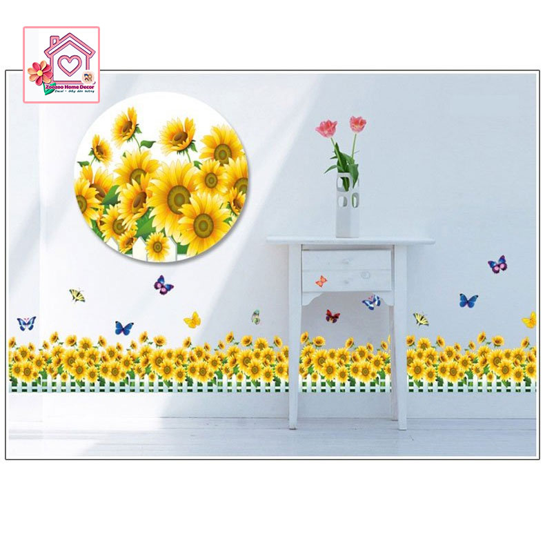 Decal dán tường Hàng rào hoa AY7210 trang trí tường phòng khách phòng ngủ - Sticker - Miếng dán tường - Hình dán