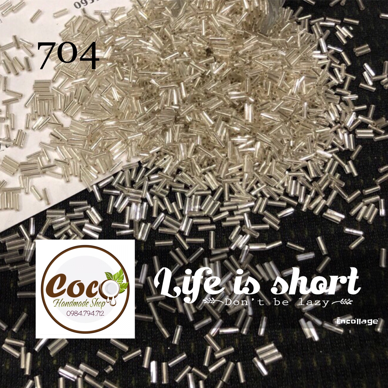 100g cườm khúc 7mm màu bóng - thuỷ