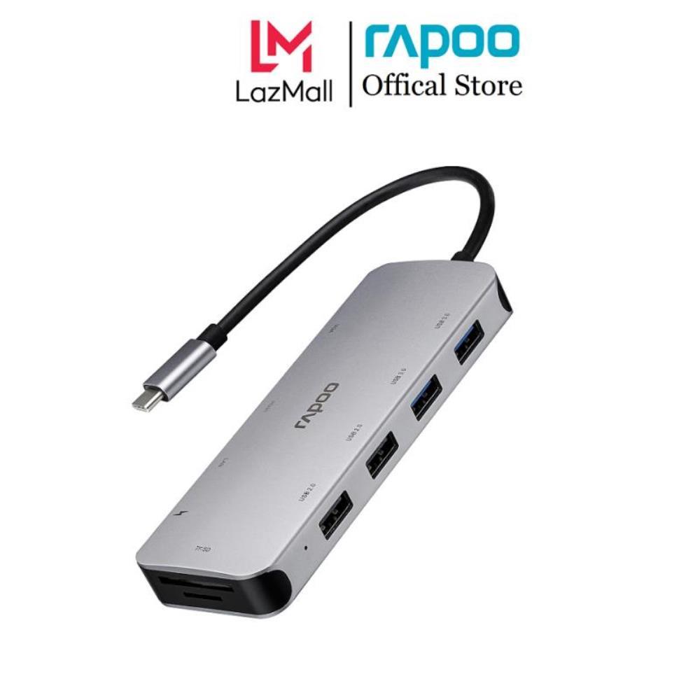 Hub USB-Type C  đa năng Rapoo XD200C (USB-C, HDMI 4K, RJ45, Khe cắm thẻ nhớ)