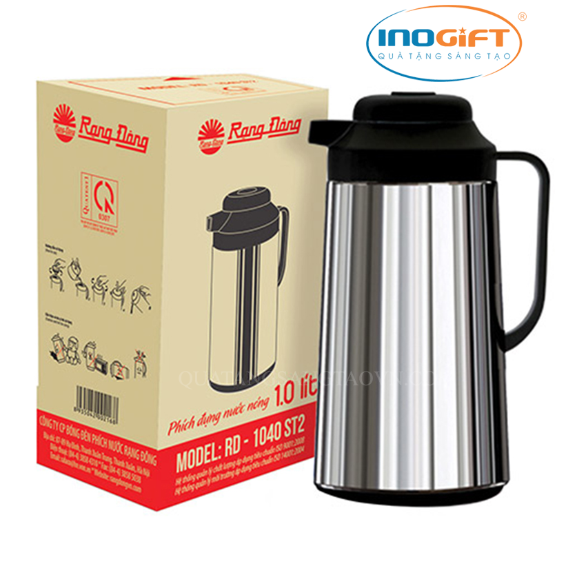 Phích Đựng Nước, Bình Thuỷ, Bình Giữ Nhiệt, Phích Pha Trà, Pha Cafe Cao Cấp 1000ML RD 1040 ST2 Rạng Đông