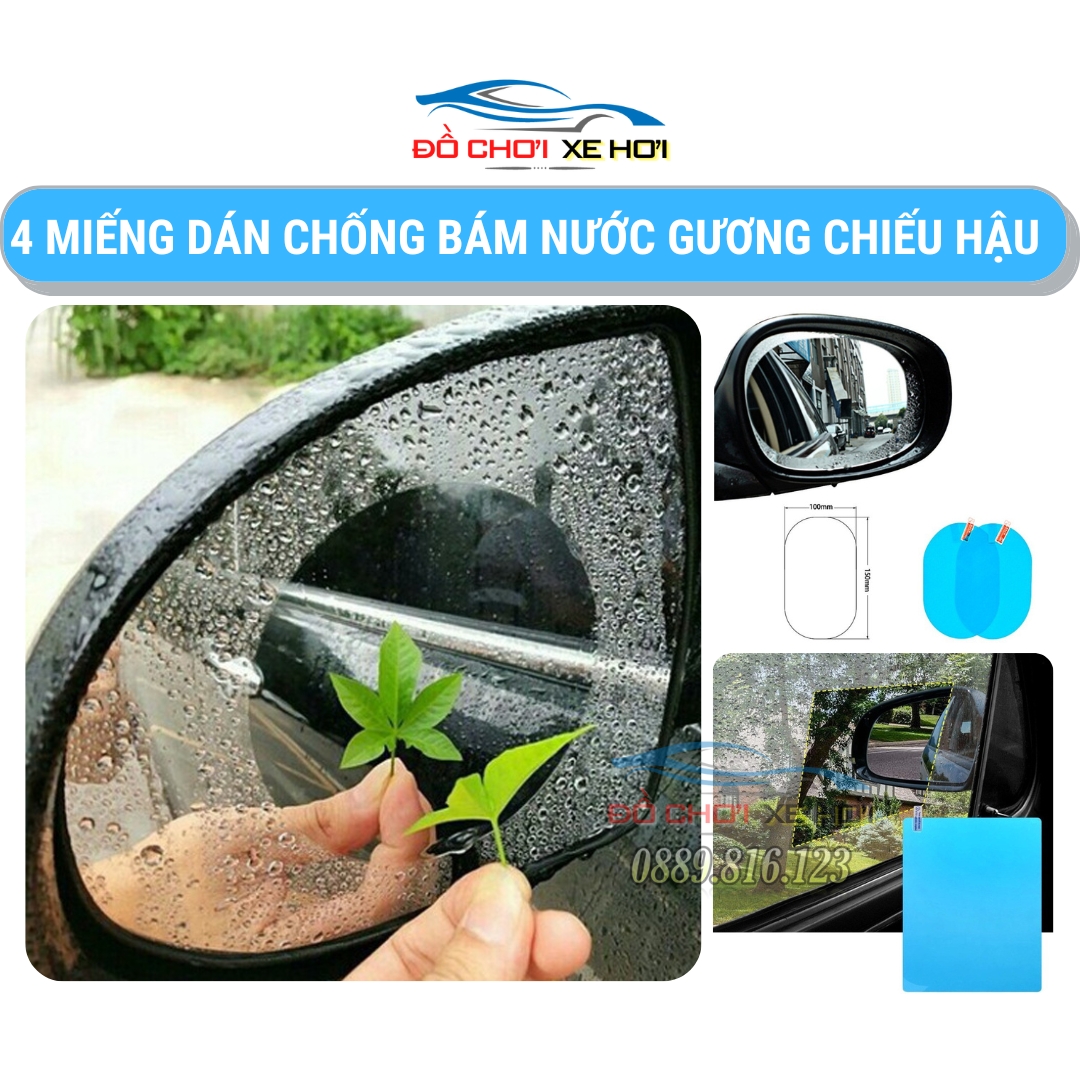 4 Miếng dán chống bám nước gương chiếu hậu ô tô tiện ích, chống sương mù, chống chói, giá tốt