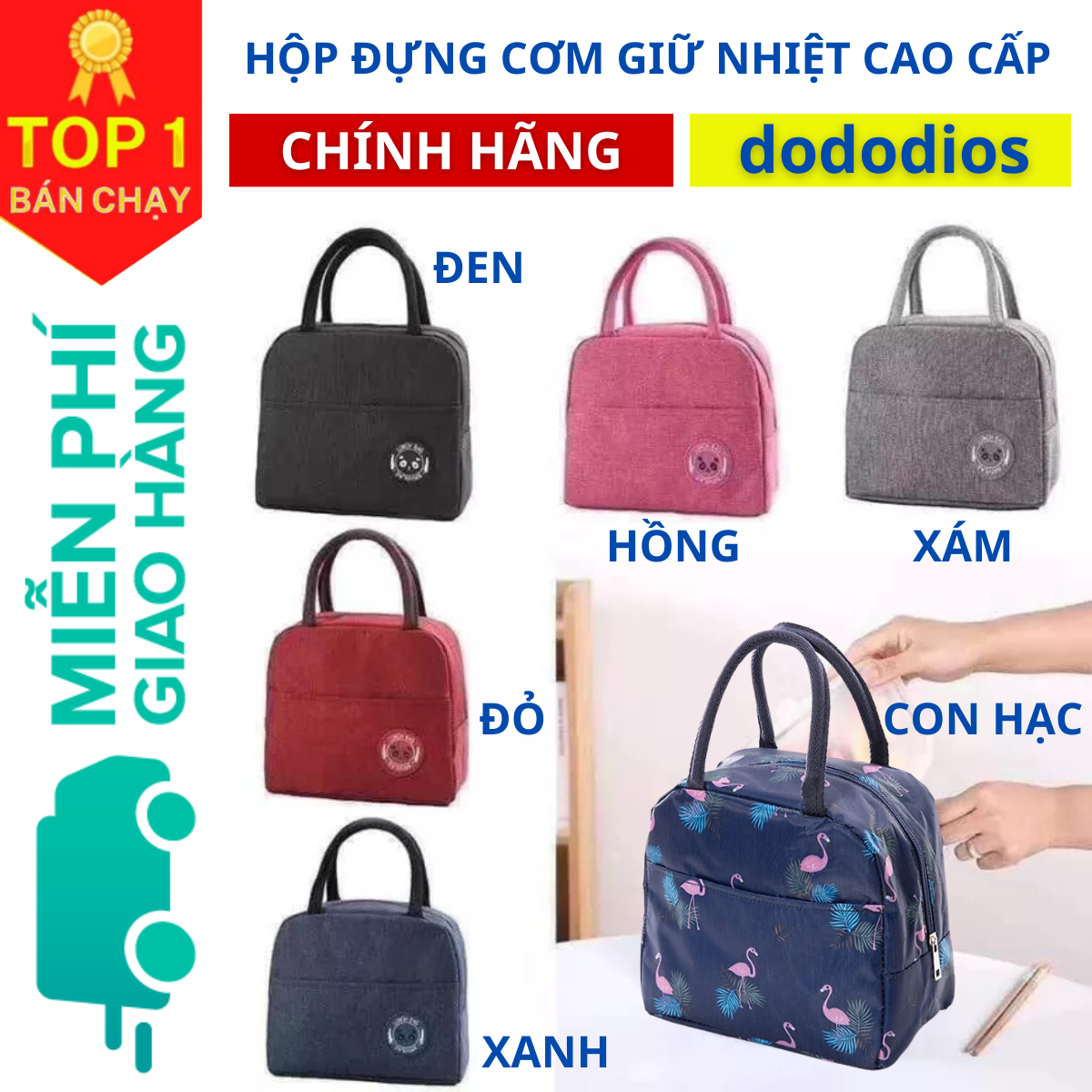 Túi giữ nhiệt đựng cơm và đồ ăn lót siêu dầy có quai xách tiện lợi