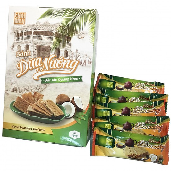 Bánh Dừa Nướng Thái Bình Hộp 250G (Vỏ Bao Bì Loại Mới)