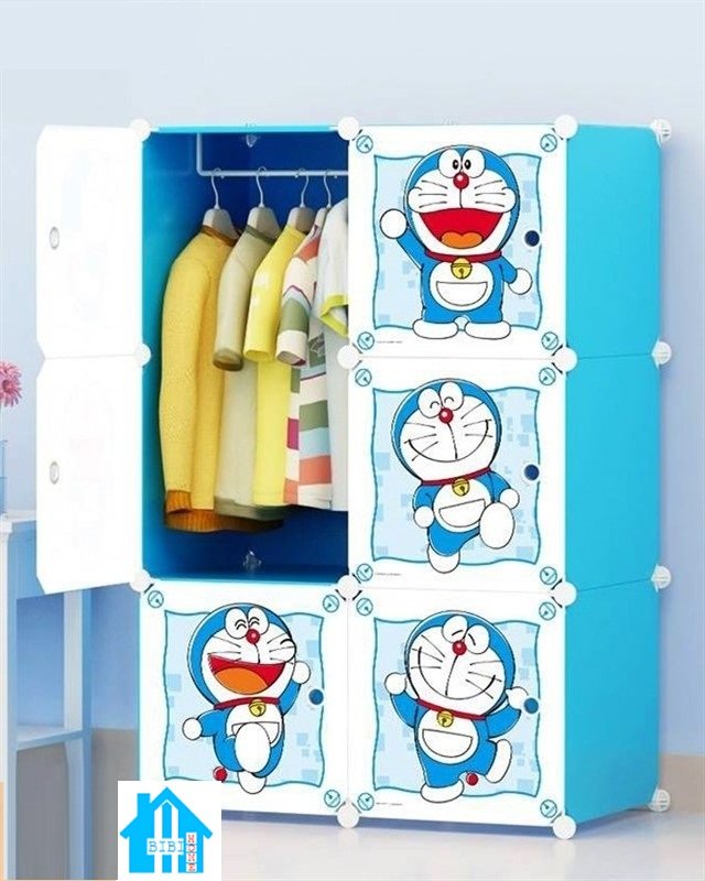 Tủ nhựa ghép-tủ nhựa ghép 6 ô-Doremon