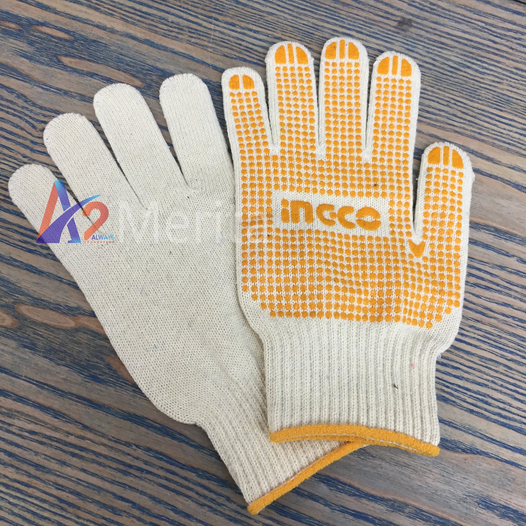 Găng tay dệt kim & có đốm chấm nhựa pvc ingco hgvk05