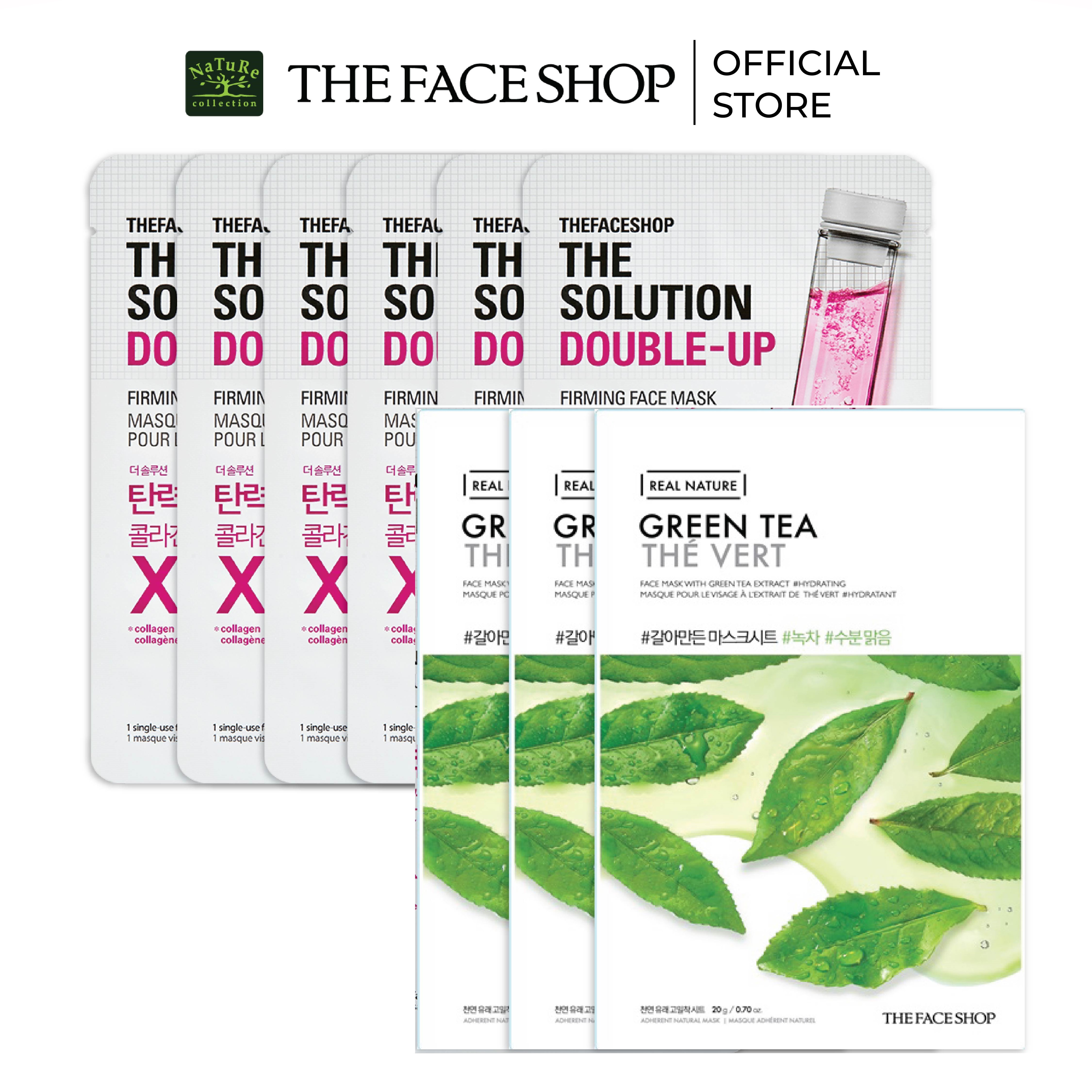 Combo 6 mặt nạ dưỡng da thefaceshop the solution 22mlx6+mặt nạ trà xanh thefaceshop 20gx3