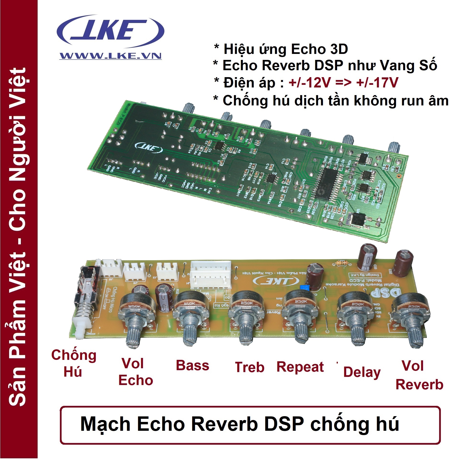 [HCM]Mạch echo reverb DSP LKE chống hú cực tốt
