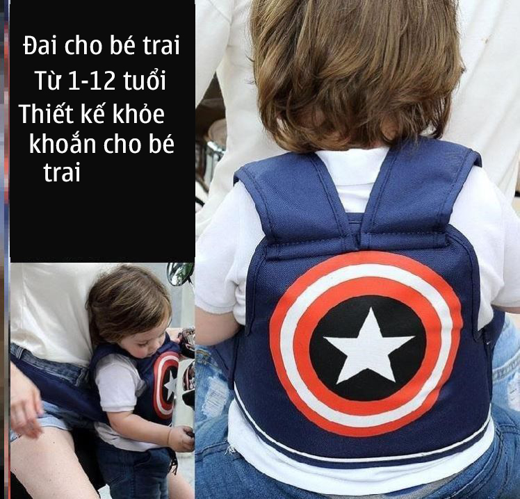 Đai xe máy cho bé từ 1 đến 12 tuổi, nhiều mẫu đẹp mắt, có phản quang, chất liệu dù chắc chắn an toàn cho trẻ