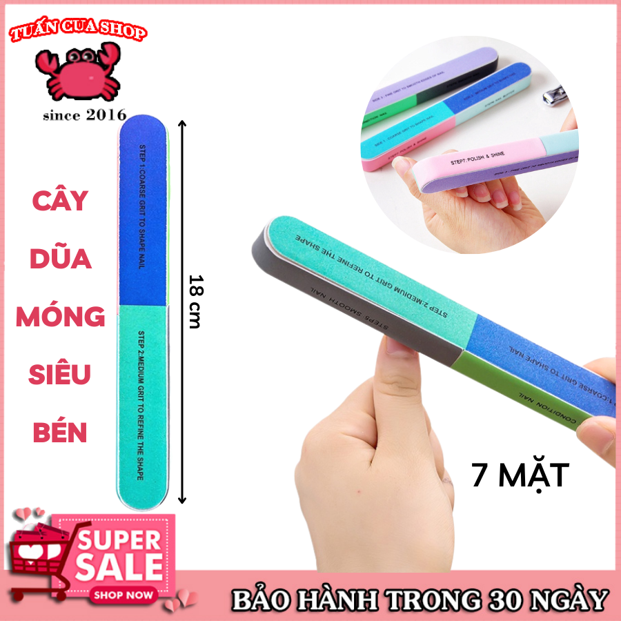 Cây dũa móng tay chuyên nghiệp 7 mặt chà nhám và đánh bóng, dụng cụ làm nail chuyên dụng cho gia đình và spa, dụng cụ mài dũa móng tay
