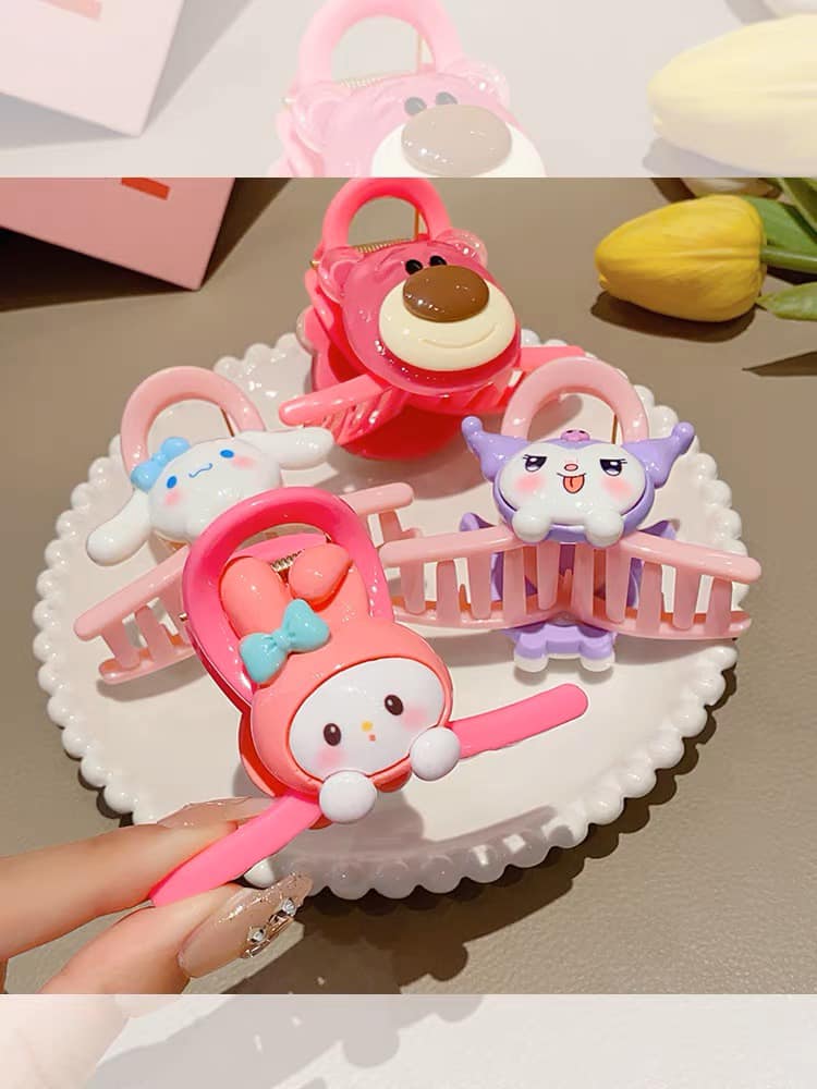 Sét 4 kẹp ngoạm tóc cho bé hình gấu dâu