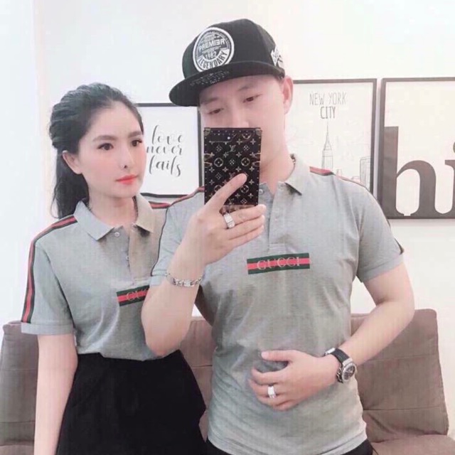 Áo thun polo xám gucci