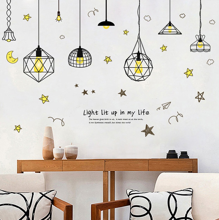 Decal dán tường Đèn trăng vàng