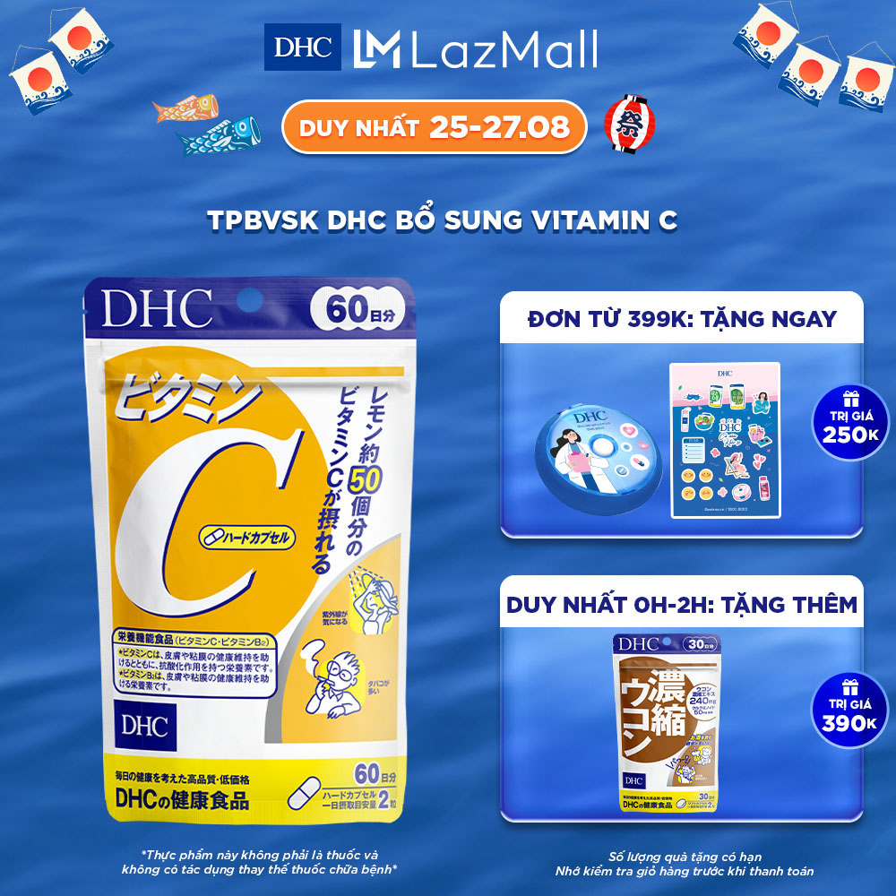 Viên uống bổ sung vitamin C hỗ trợ sáng da, mờ thâm, tăng cường đề kháng 60 Ngày