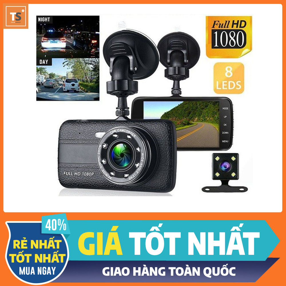 Camera Hành Trình Trước Sau X004 Full HD Màn 4 inch - Tích Hợp 8 Led Quay Đêm