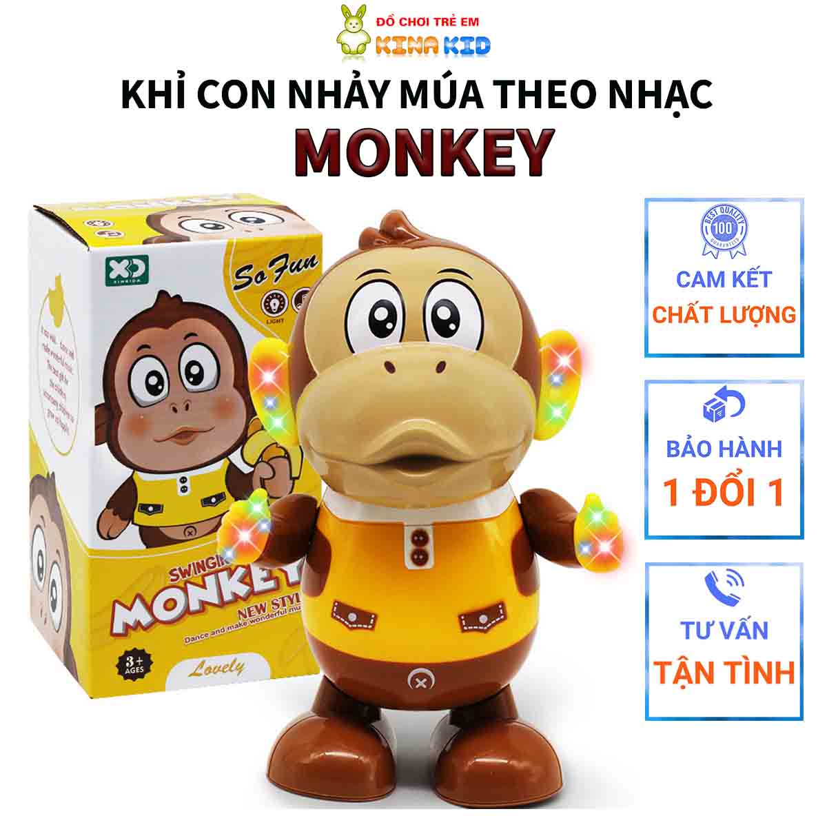 Đồ Chơi Khỉ Con Nhảy Múa, Có Đèn Phát Nhạc Vui Nhộn Cho Bé