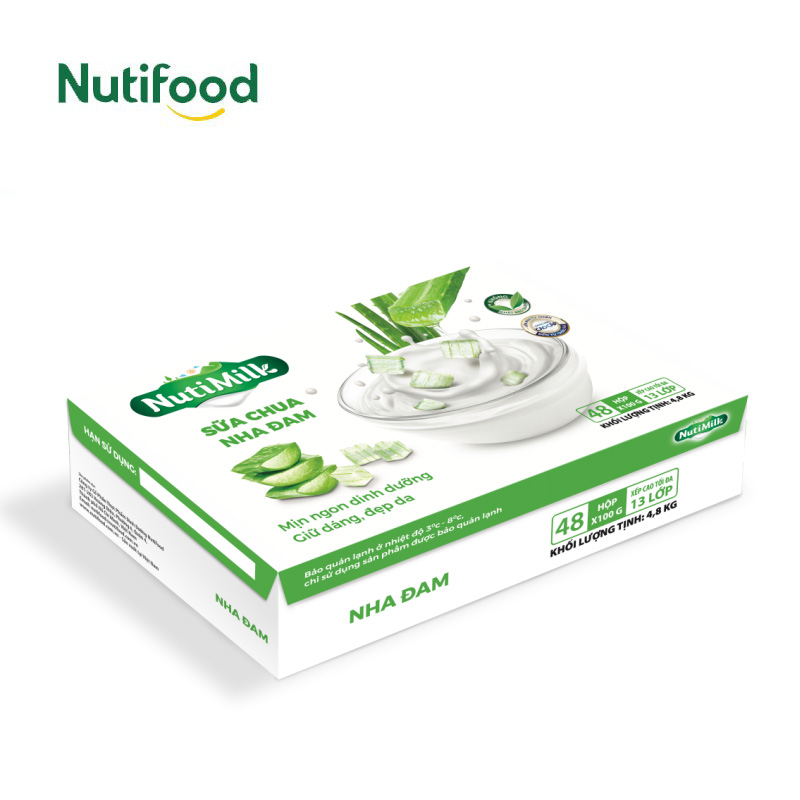 Nutimilk thùng 48 hộp sữa chua nha đam tu.nscnd - thương hiệu nutifood