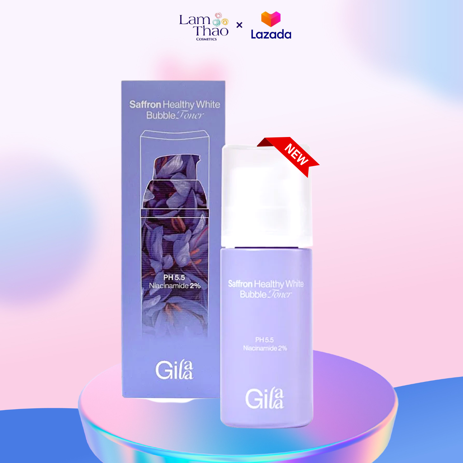 Nước Hoa Hồng Trắng Da Chiết Xuất Từ Nghệ Hoa Nhụy Tây Gilaa Saffron Tone Up Repair Bubble Toner