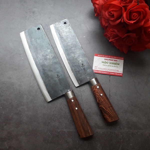 Bộ dao chặt gà vịt và thái siêu sắc nhíp xe ô tô - mẫu mã truyền thống rèn tinh tế, tỉ mỉ từng đường nét MÃ - DN2625