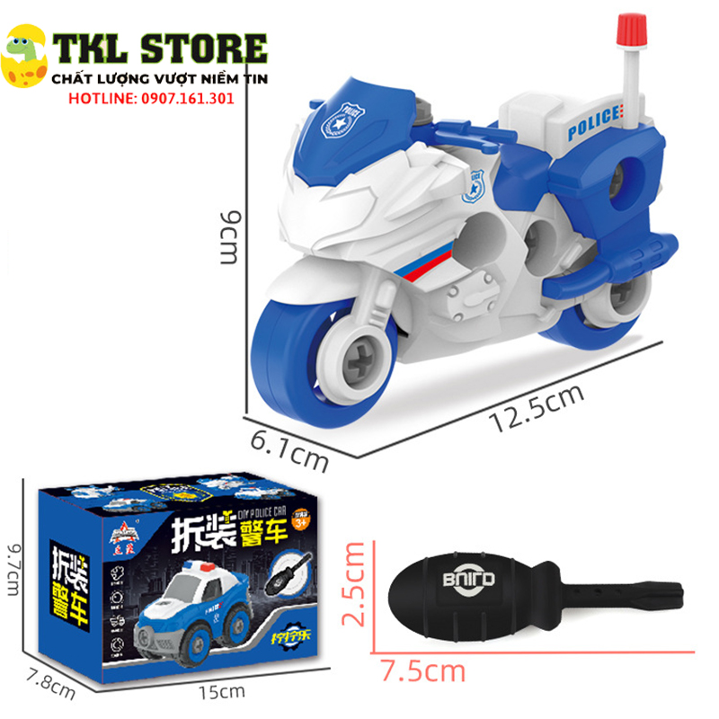 Xe đồ chơi cho bé, xe lắp ráp cho bé, bộ xe cảnh sát, xe quân đội - tkl store