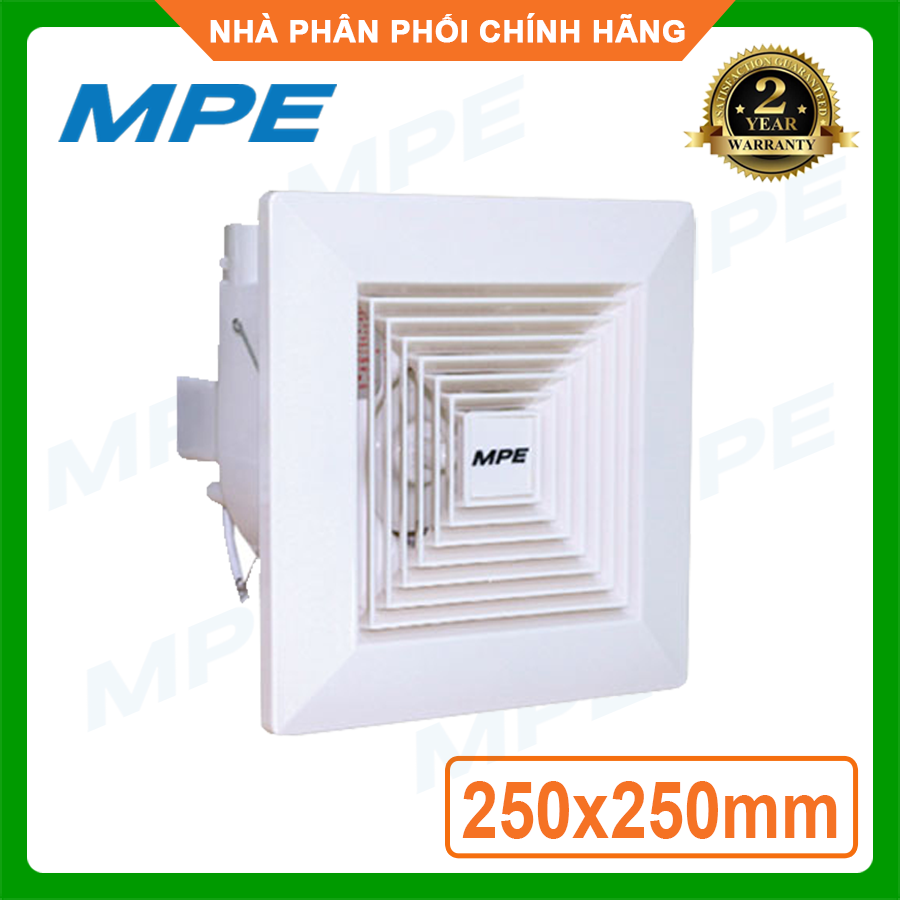 Mpe, bh 2 năm, quạt hút âm trần có màn che bảo vệ afc-250, kích thước lỗ khoét 250x250mm