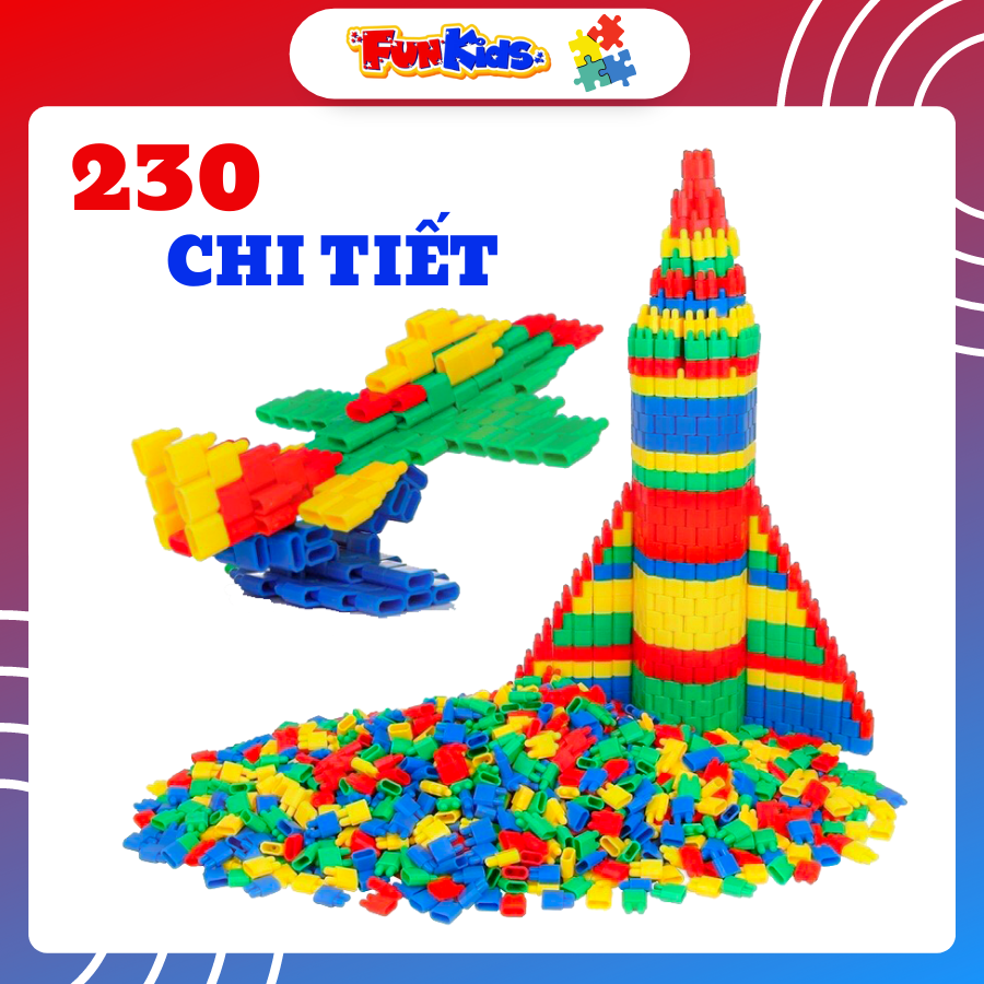 Đồ chơi trẻ em túi 230 hạt xếp hình nhựa nguyên sinh an toàn nhiều màu sắc giúp trẻ từ 3 tuổi trở lên phát triển trí tưởng tượng và tư duy sáng tạo