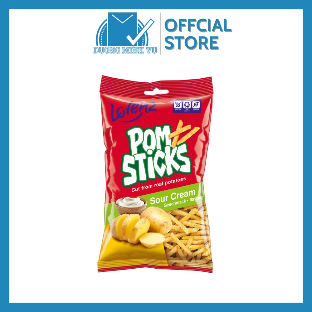 Khoai tây chiên Pomsticks vị kem chua Lorenz Pomsticks Sour Cream 70g