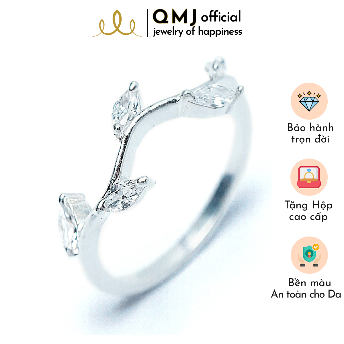 QMJ Nhẫn bạc nạm đá phale sáng lấp lánh sang chảnh và quý phái, dành cho bạn gái thích phụ kiện thời trang nữ đẹp - QNL0772