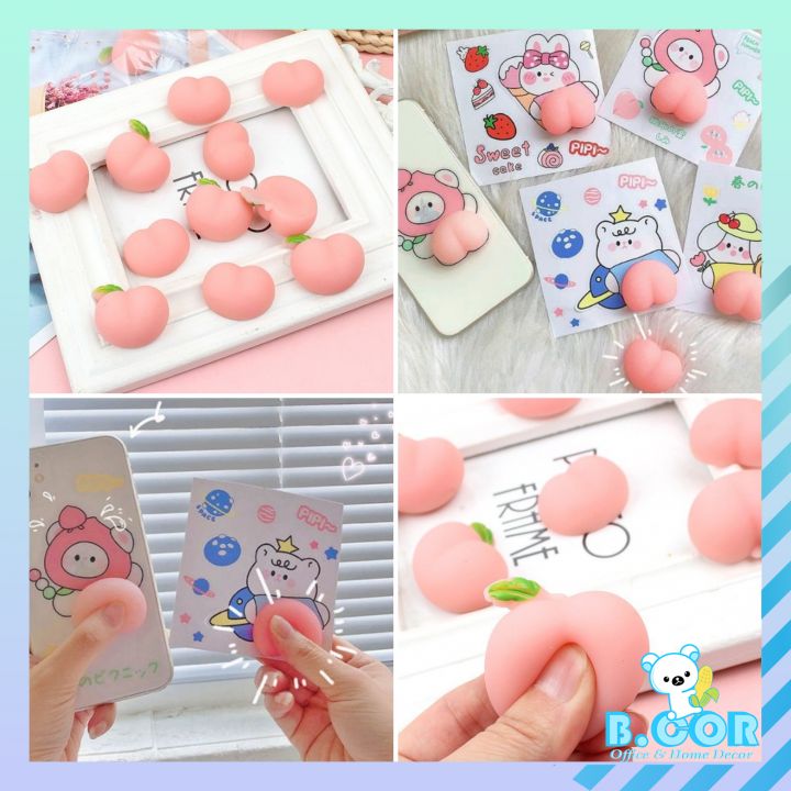 Quả Đào Hồng Mông Đào Silicon Trang Trí Giải Stress nhà BCor