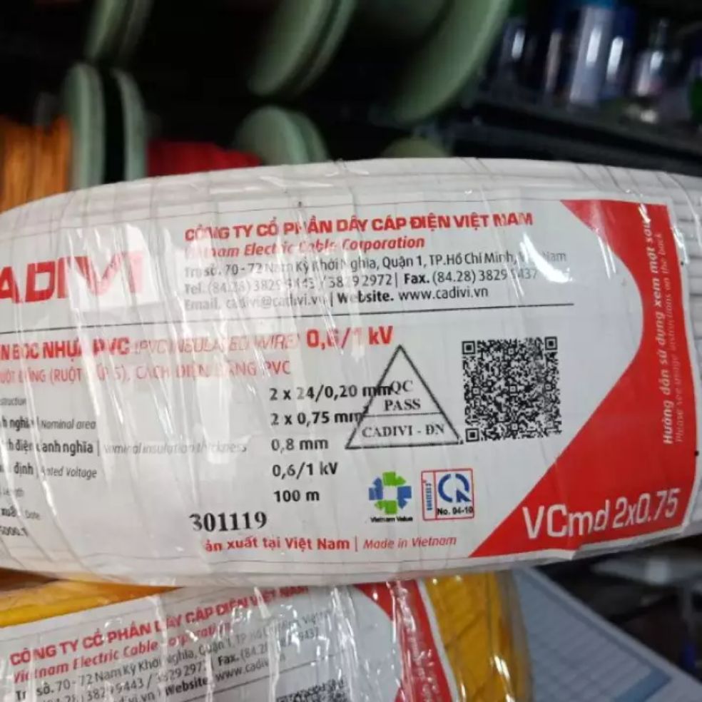 Dây điện đôi mềm 2x0,75 cuộn 100 mét