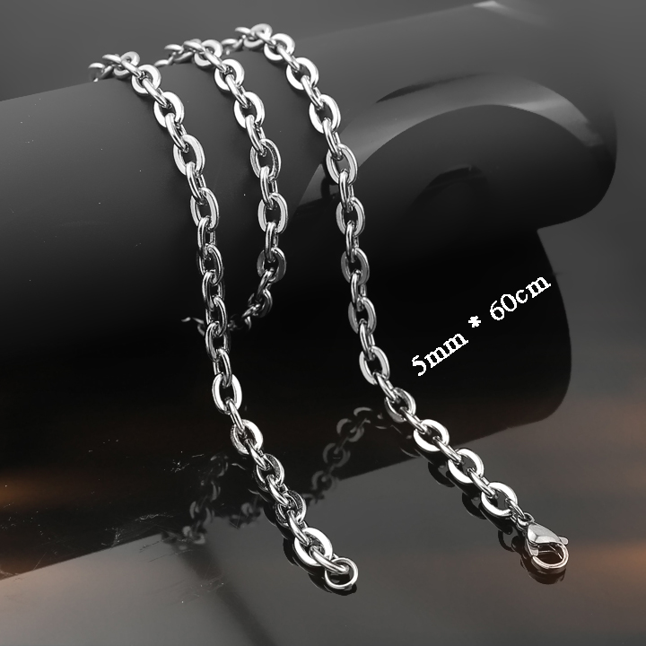 Dây Chuyền Titan Nam Đảm Bảo Không Đen, Không Rỉ, Sét Giá Hủy Diệt - Chữ Cong 5mm