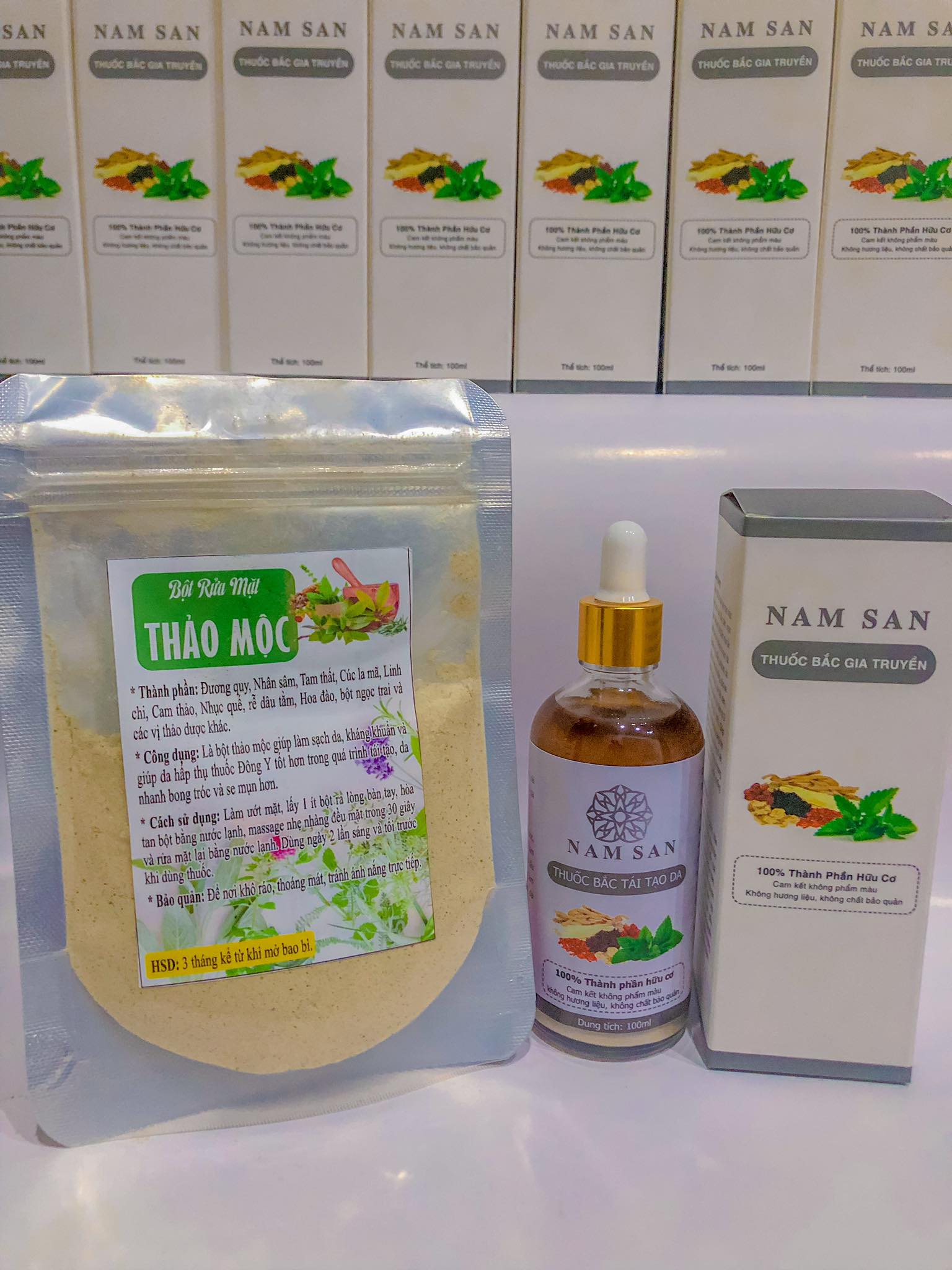 Thuoc bắc tái tạo da dứt điểm mụn thâm nám tàn nhang sẹo rỗ tặng kèm bột rửa mặt dưỡng da trắng mịn nguyên chất organic