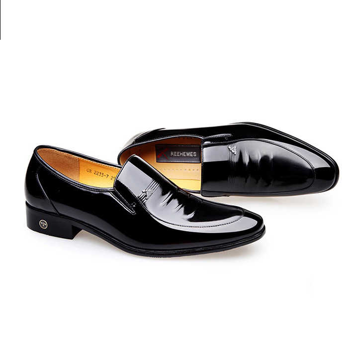 Giày tây lười công sở nam GL51 Reehemes da bò bóng màu đen / nâu đế PHIP(PHÁP) cao cấp mũi tròn trơn nhập khẩu chính hãng