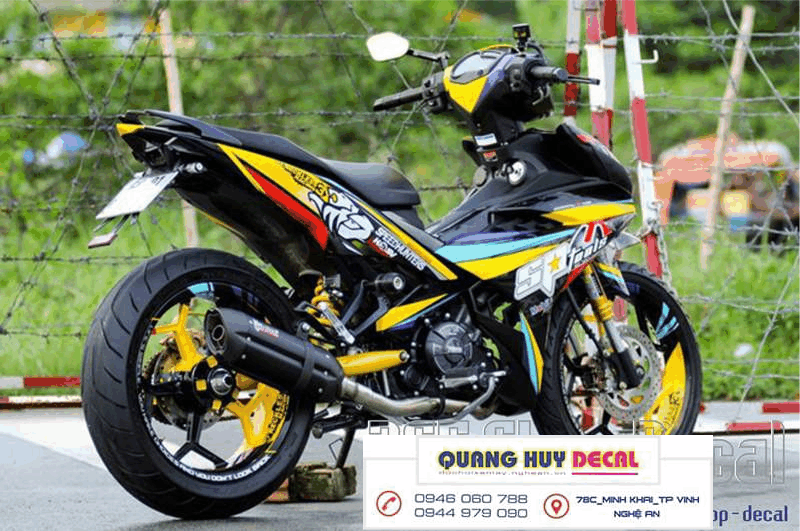 Temtrùm xe exciter 150 xanh vàng đen chế đẹp  - Tem dán xe máy exciter 150 theo yêu cầu -tem xe exciter 150 xanh vàng đen rẻ đẹp chất