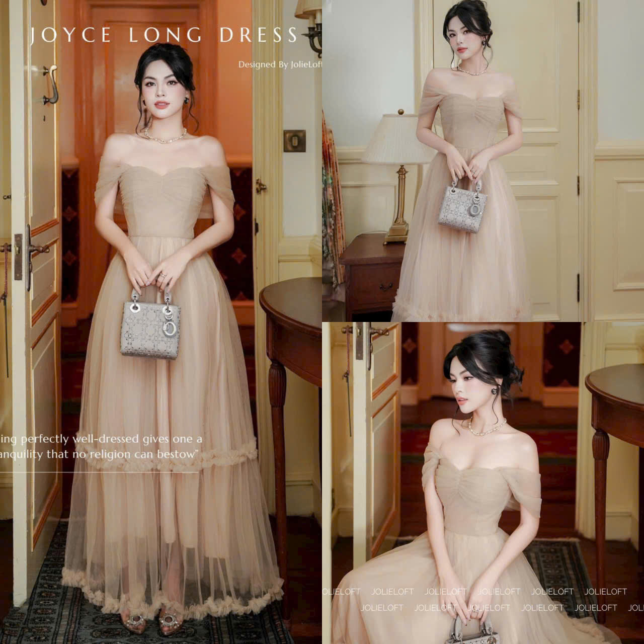  Đầm dạ hội công chúa vải lưới kèm lót kính đáo cúp ngực trễ vai gợi cảm dáng dài xoè đẹp sang xịn mịn 