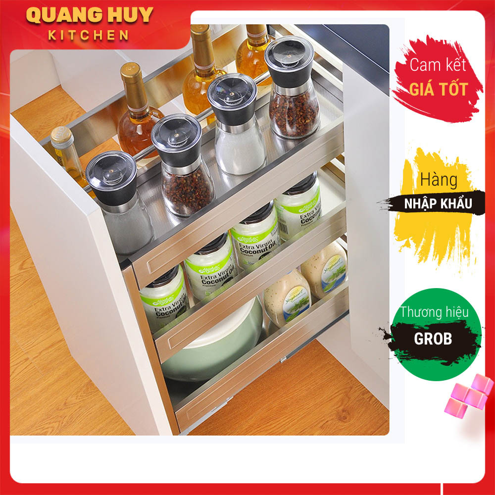 Kệ gia vị tủ bếp dưới dạng hộp chất liệu inox mờ Hight line 201