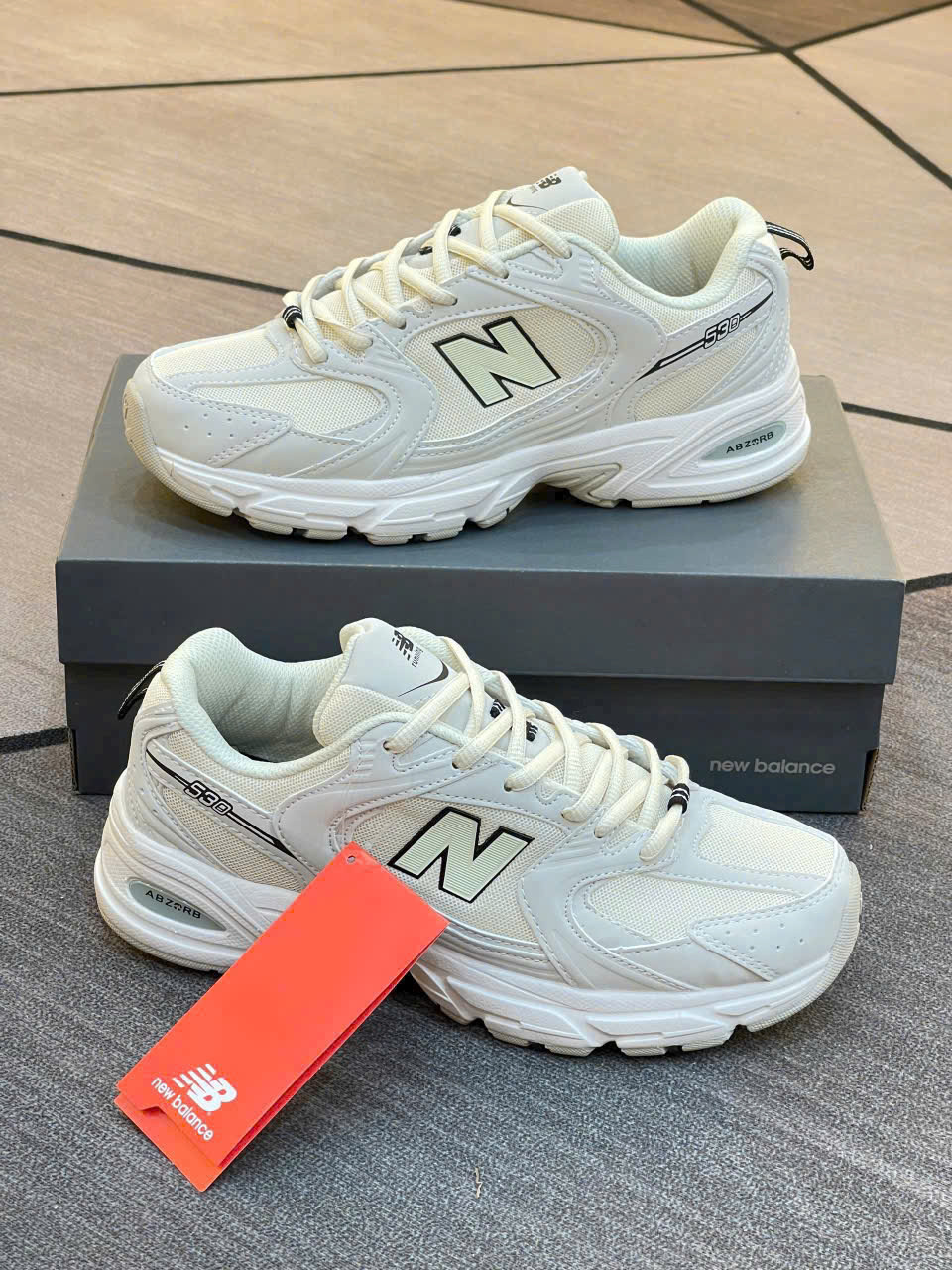 Giày Sneaker New Ba.lan.ce 530 Kem Hồng, Giày Thể Thao NB530 Trắng Kem Be Bản Cao Cấp Full Size 36-44