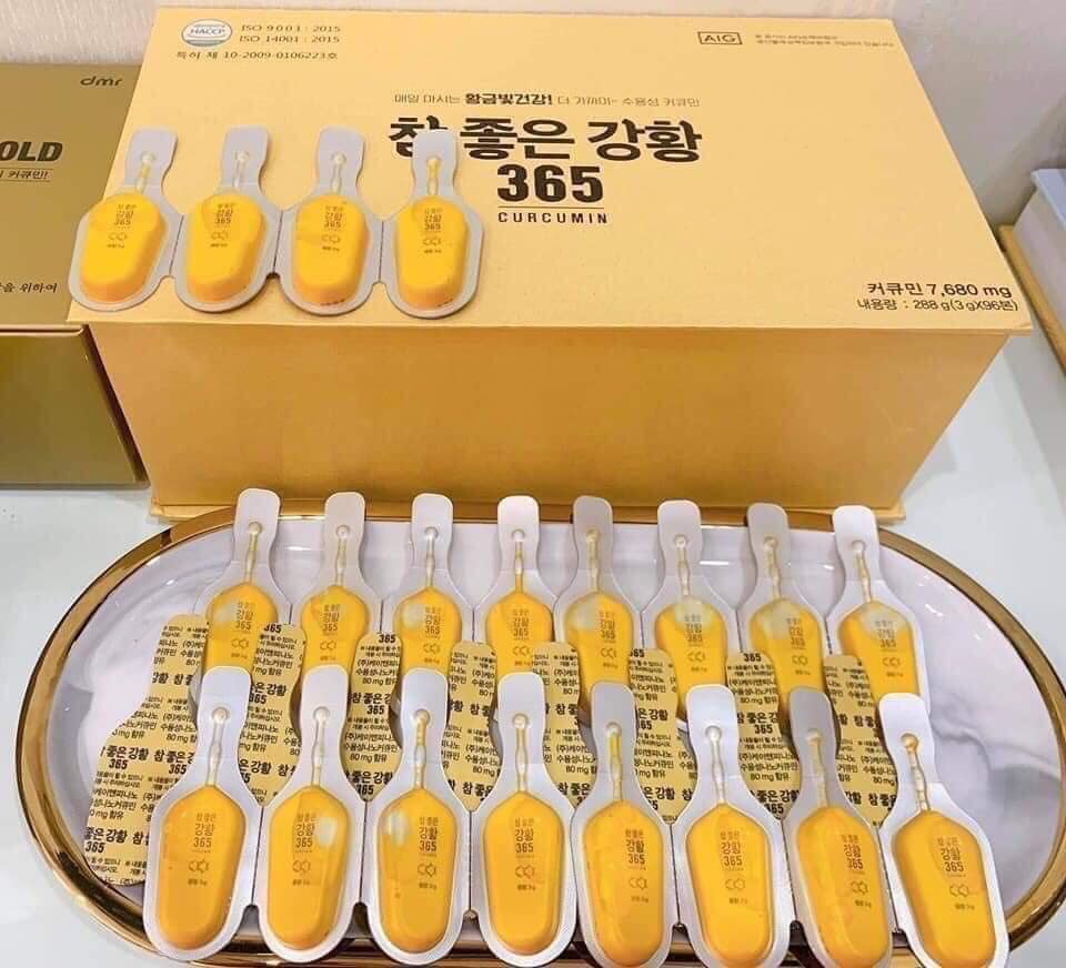 Tinh Nghệ Nano Curcumin 365 Chính Hãng Hàn Quốc 32 gói x 3 hộp