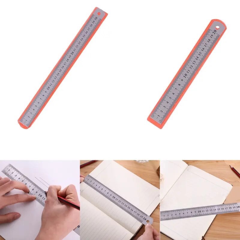 Thước kẻ thép không gỉ 2 mặt inch và cm, thước thẳng thước lá 20cm 30cm 40cm 50cm 60cm 1 mét