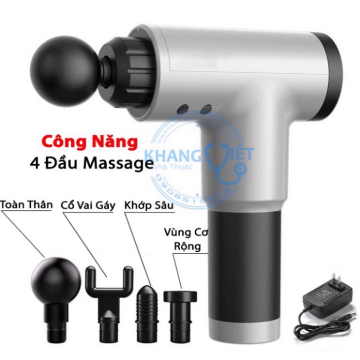 Máy massage cầm tay 4 đầu 6 chế độ - súng massage trị nhức mỏi vai gáy, đau giãn cơ