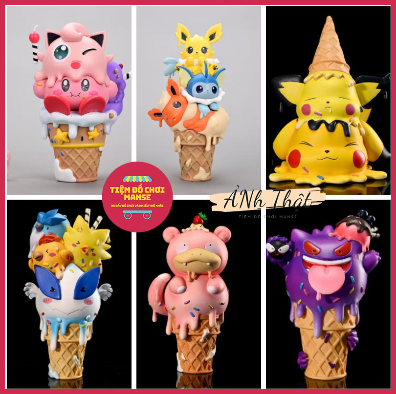 Đồ Chơi Mô Hình Cỡ To Pokemon Kem Ốc Quế Pikachu Genger Lugia Slowpoke Dễ Thương Dùng Làm Quà Tặng