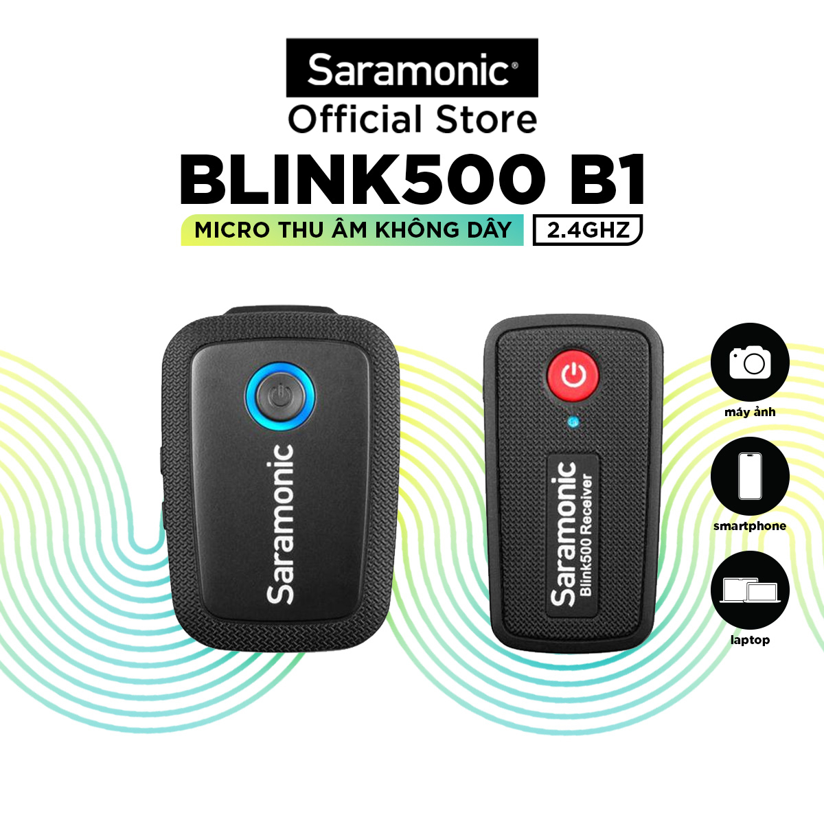 Bộ mic thu âm không dây saramonic blink 500 b1 cổng jack 3.5mm - bảo hành 24 tháng