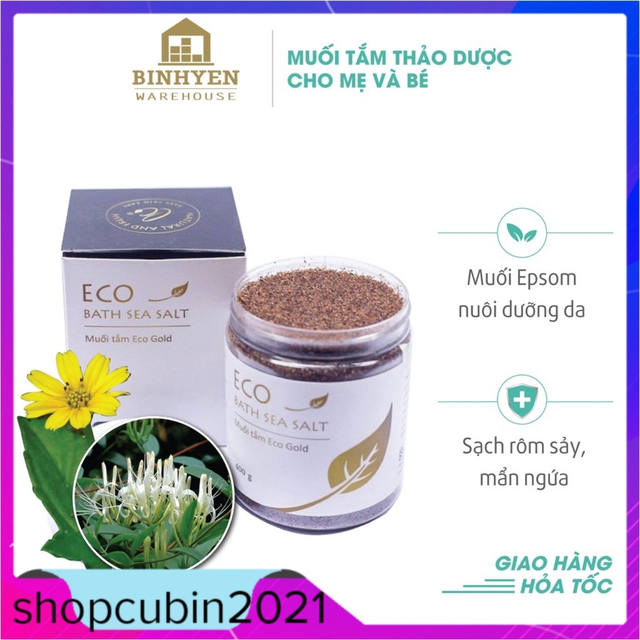 MUỐI TẮM MẸ VÀ BÉ ECO GOLD 400gr ,MUỐI TẮM ECO ,AN TOÀN CHO BÉ SƠ SINH GIẢM RÔM SẢY MẨN NGỨA, VIÊM DA CƠ ĐỊA, CHÀM SỮA, HĂM TÃ [HÀNG CHUẨN]