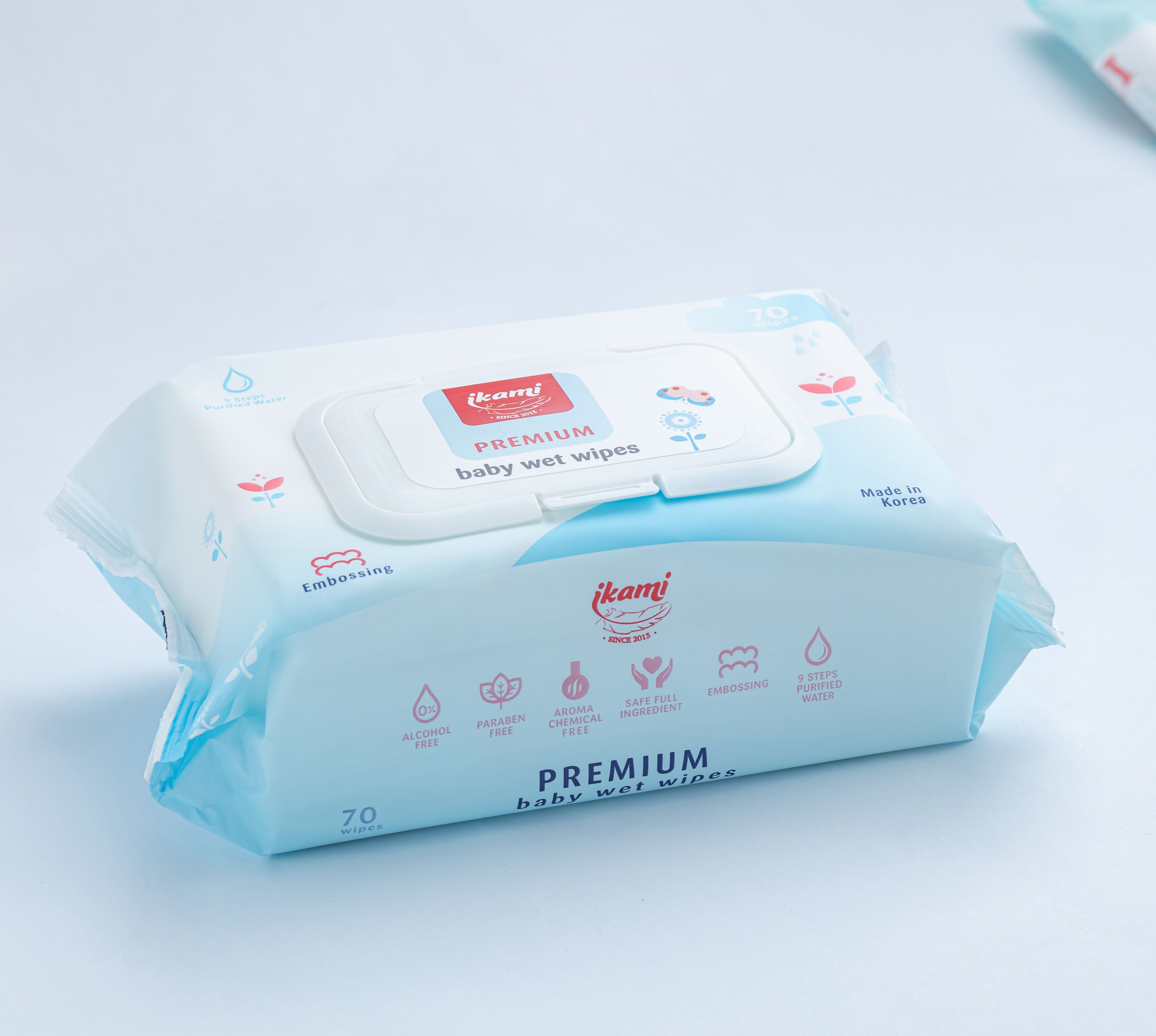 Khăn ướt Ikami Premium, Khăn ướt kháng khuẩn an toàn cho bé 70 tờ, Đặc biệt dày