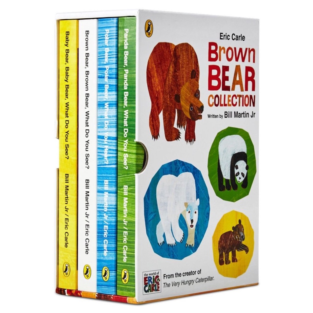 Set 04 món của Eric Carle - Brown Bear, Polar Bear, Panda Bear, Baby Bear hoàn toàn bằng giấy cứng