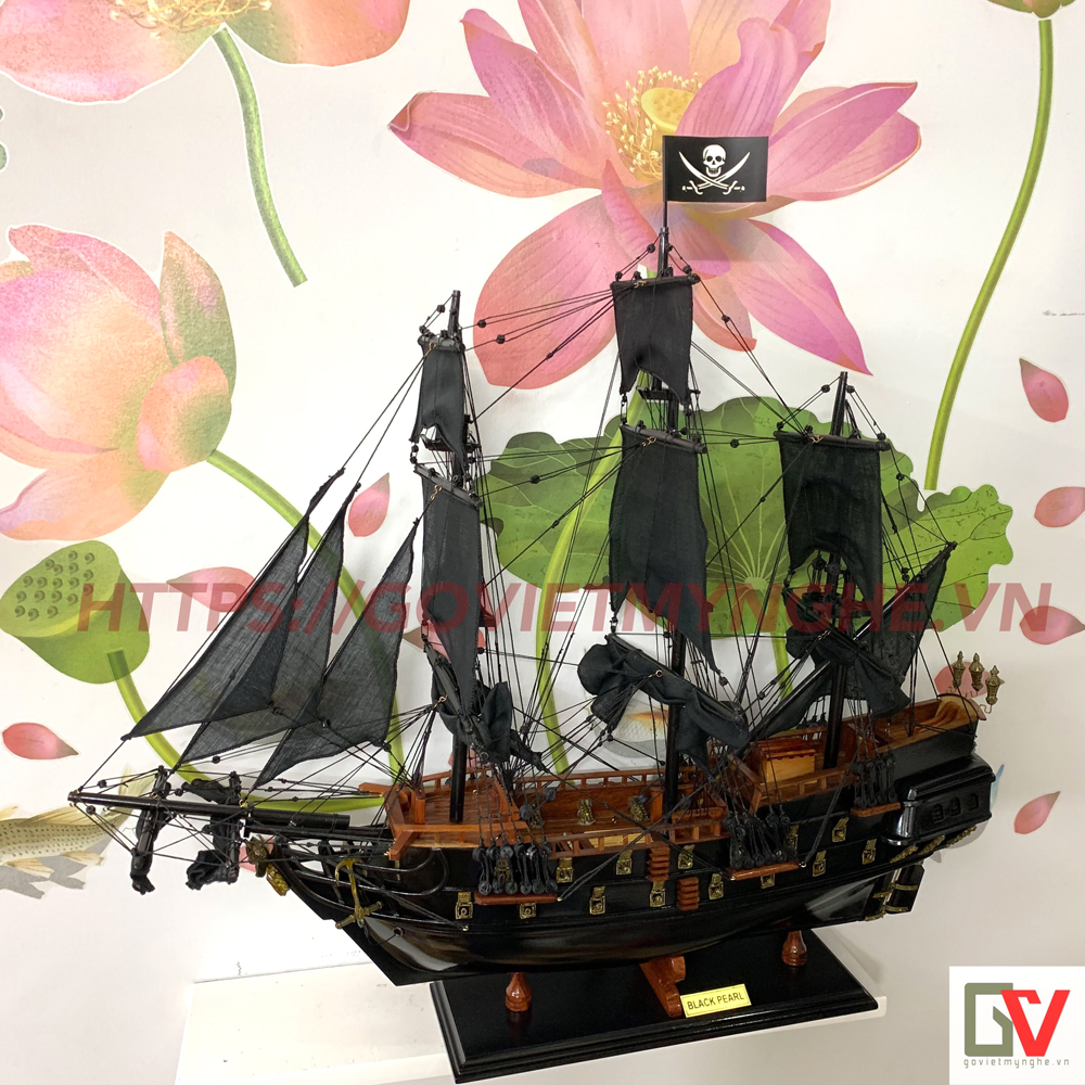 [HCM]Mô hình thuyền gỗ thuyền cướp biển Pirate Black Pearl - Thân tàu 55cm - Gỗ tự nhiên