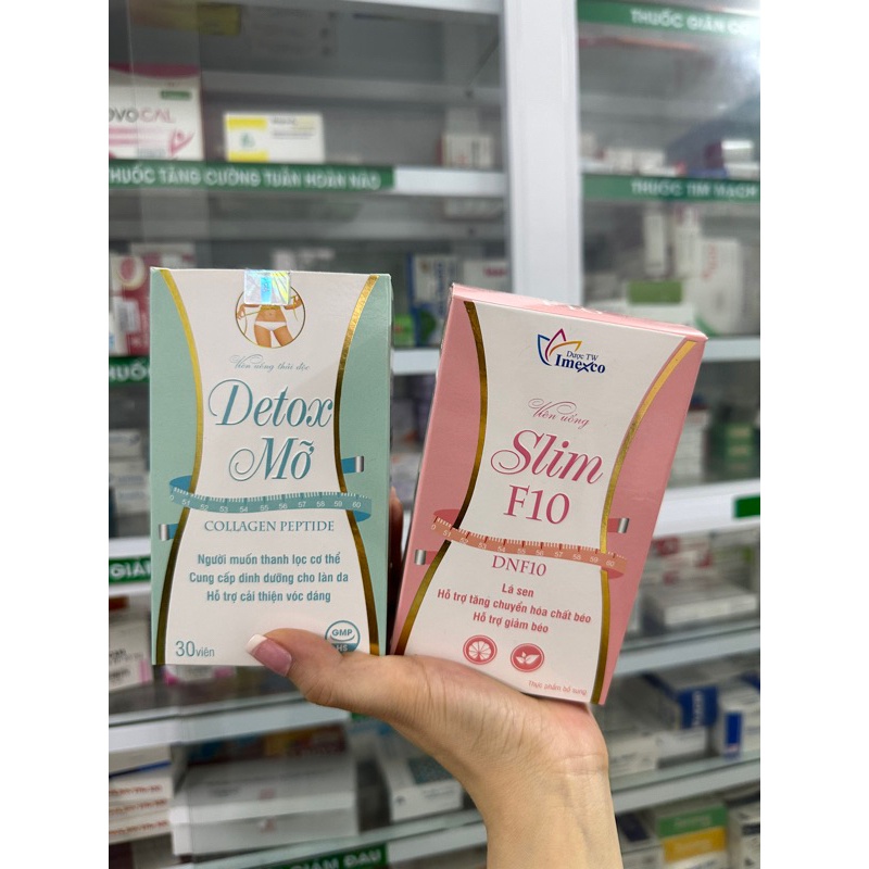 Viên uống giảm cân Slim F10 (1 bộ 2 hộp xanh hồng)